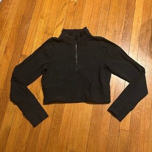 90 Degree by Reflex Black Cropped Long Sleeve Quarter-Zip Women’s XL
